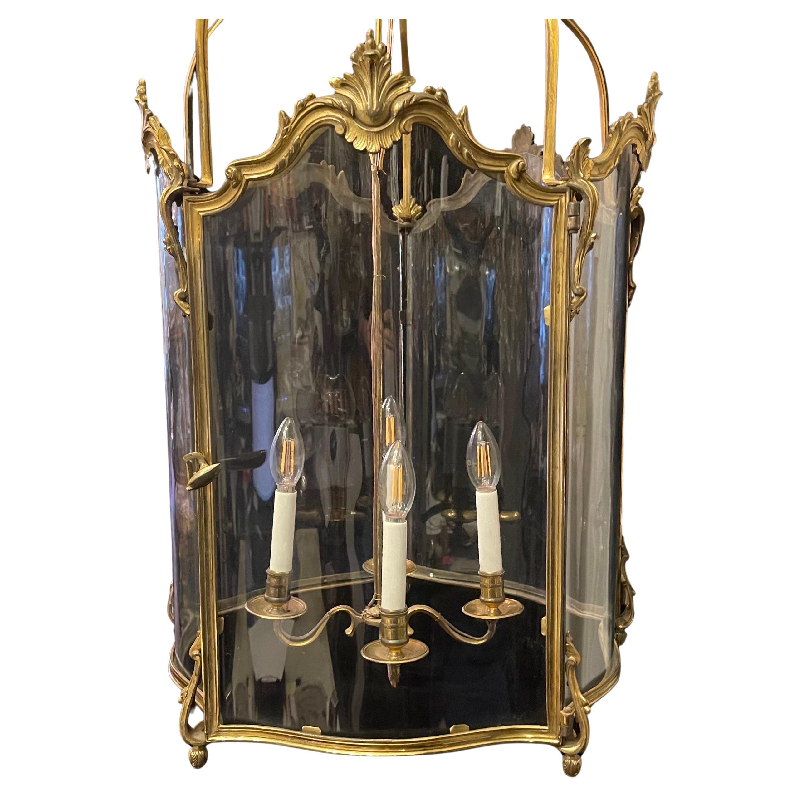 Wonderful Large French Dore Bronze Rococo Louis XV  Lantern Chandelier Fixture For Sale 5