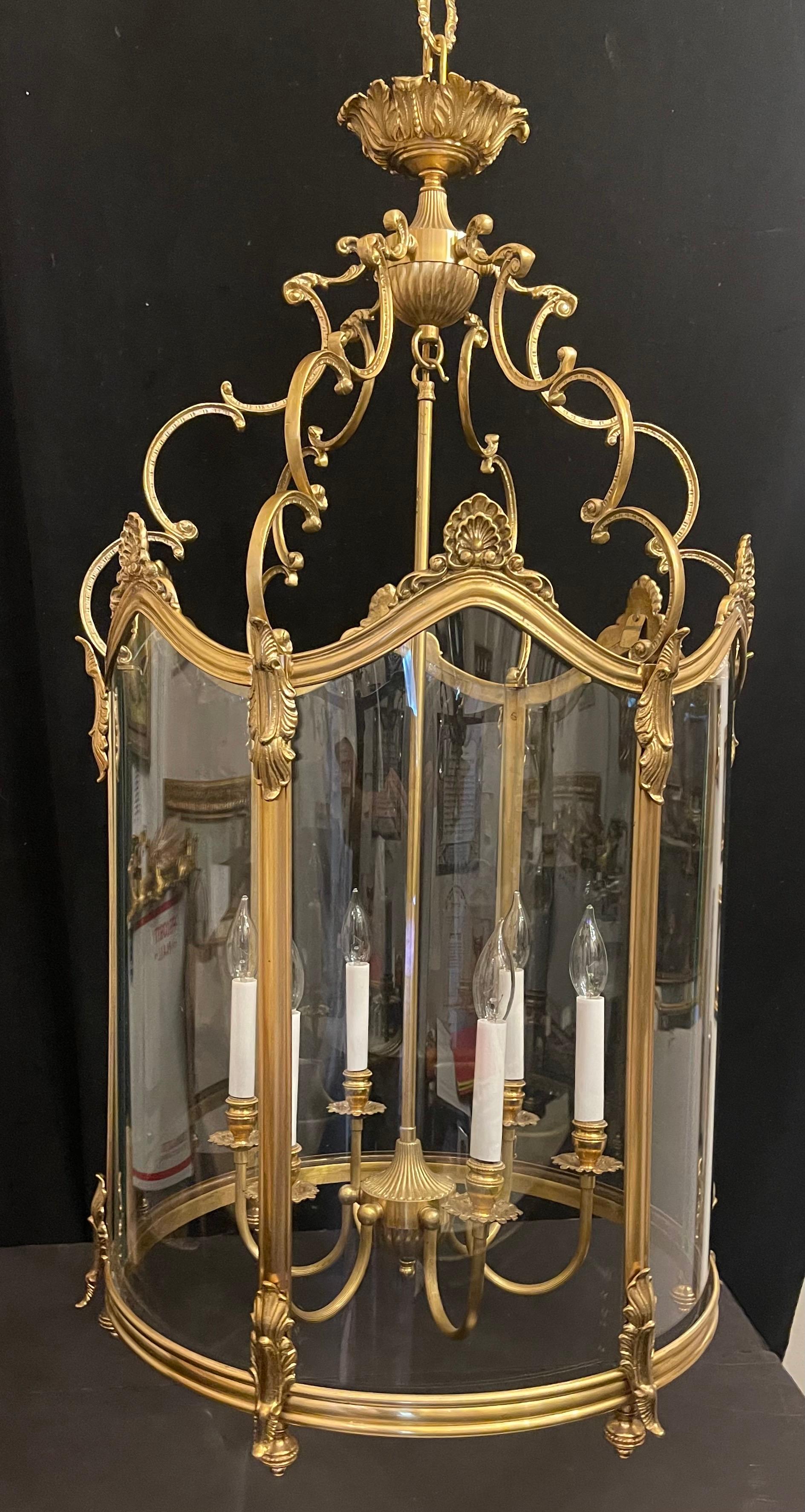 Gilt Wonderful Large French Dore Bronze Rococo Louis XV  Lantern Chandelier Fixture For Sale