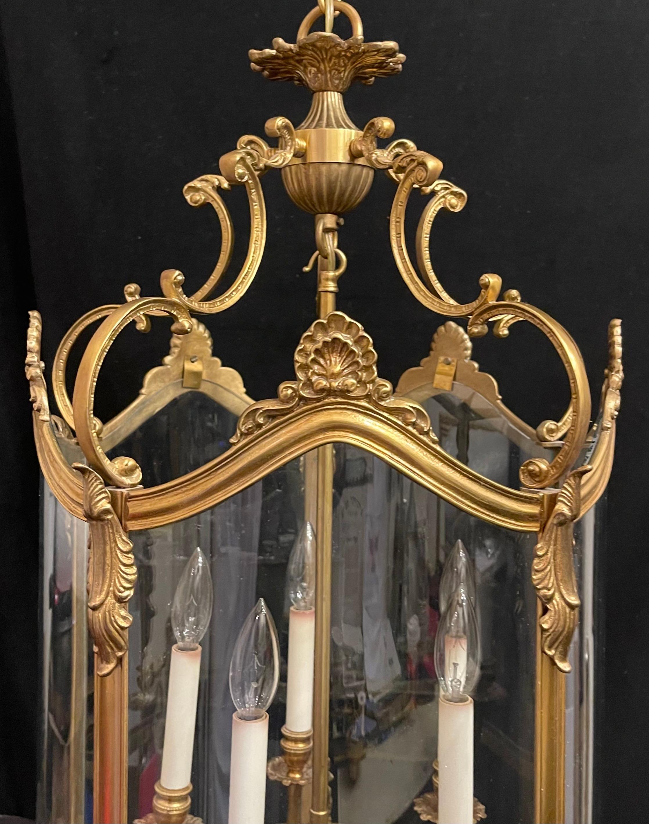 Wonderful Large French Dore Bronze Rococo Louis XV Lantern Chandelier Fixture In Good Condition For Sale In Roslyn, NY