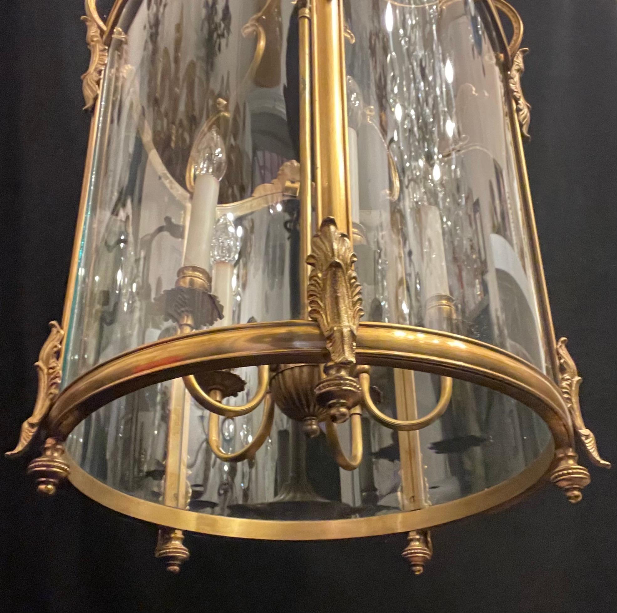 20th Century Wonderful Large French Dore Bronze Rococo Louis XV Lantern Chandelier Fixture For Sale