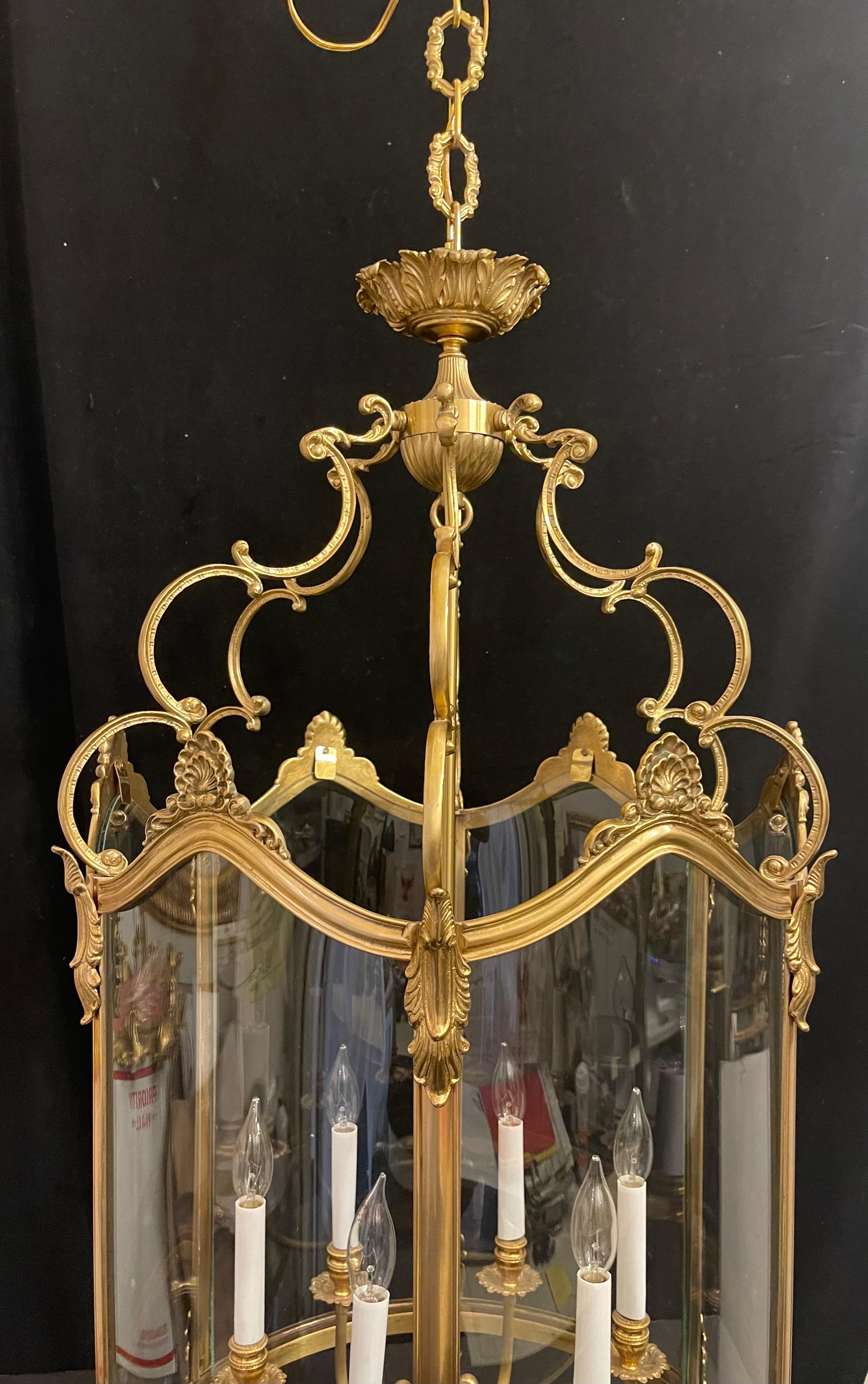 20th Century Wonderful Large French Dore Bronze Rococo Louis XV  Lantern Chandelier Fixture For Sale