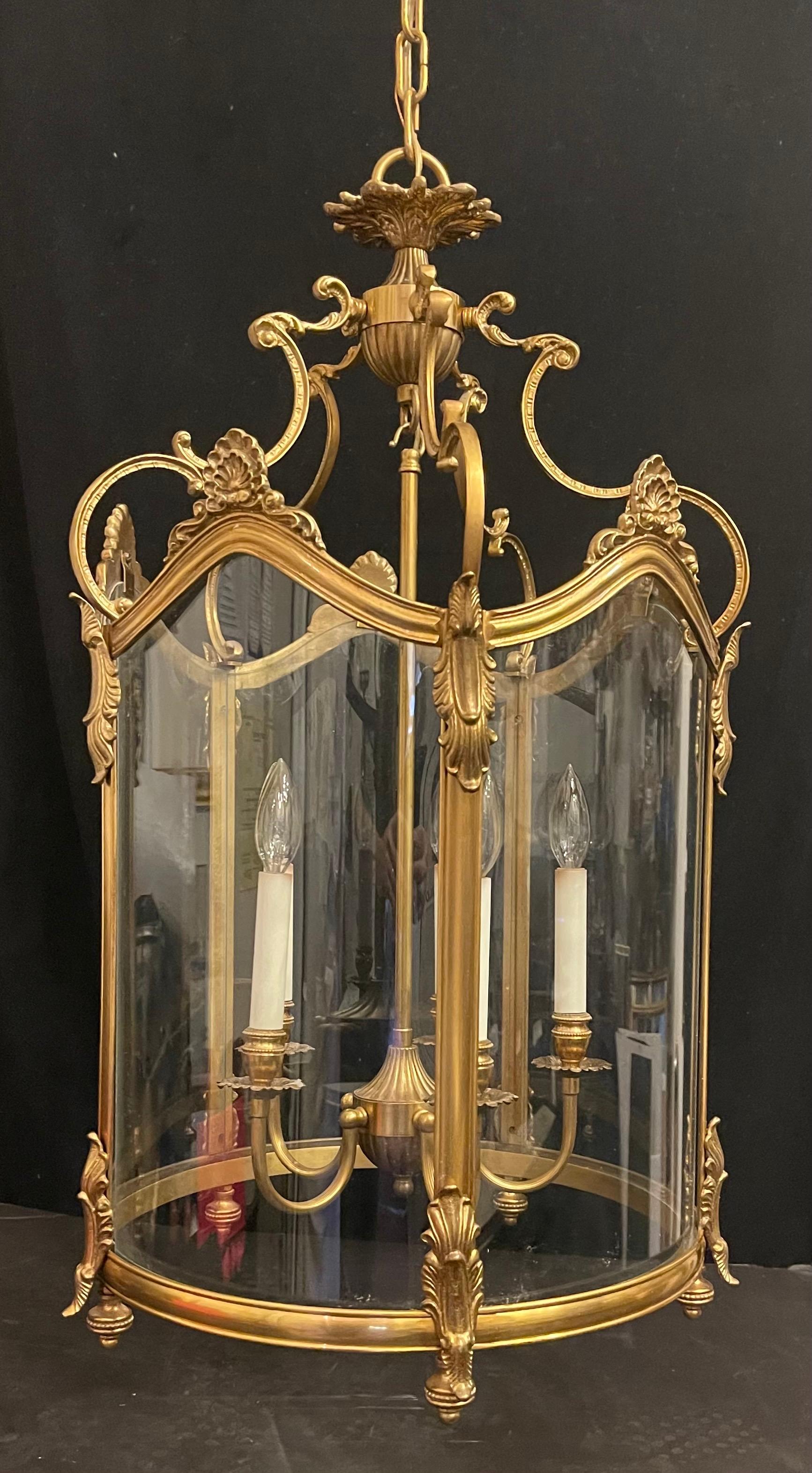 Wonderful Large French Dore Bronze Rococo Louis XV Lantern Chandelier Fixture For Sale 1