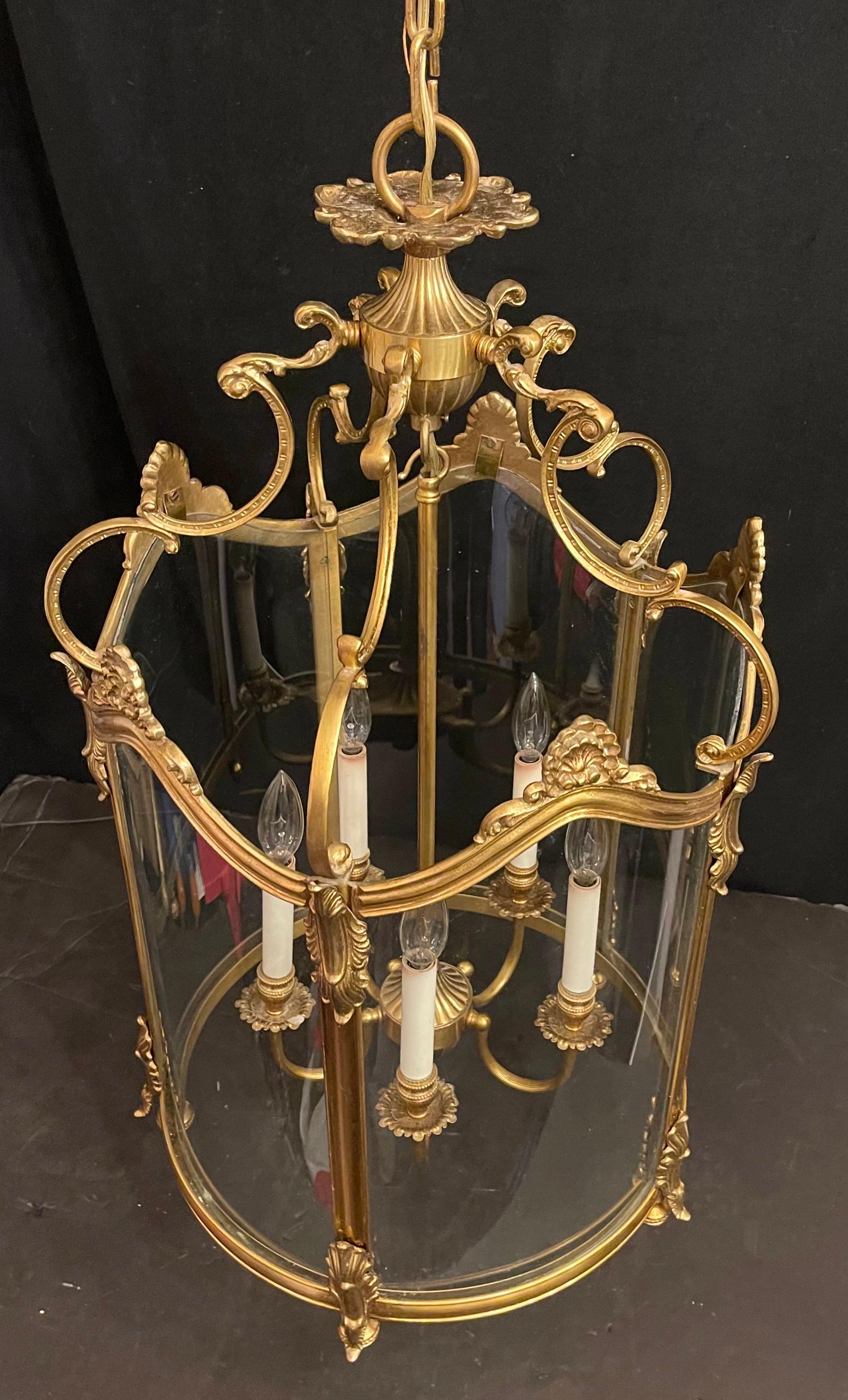 Wonderful Large French Dore Bronze Rococo Louis XV Lantern Chandelier Fixture For Sale 2