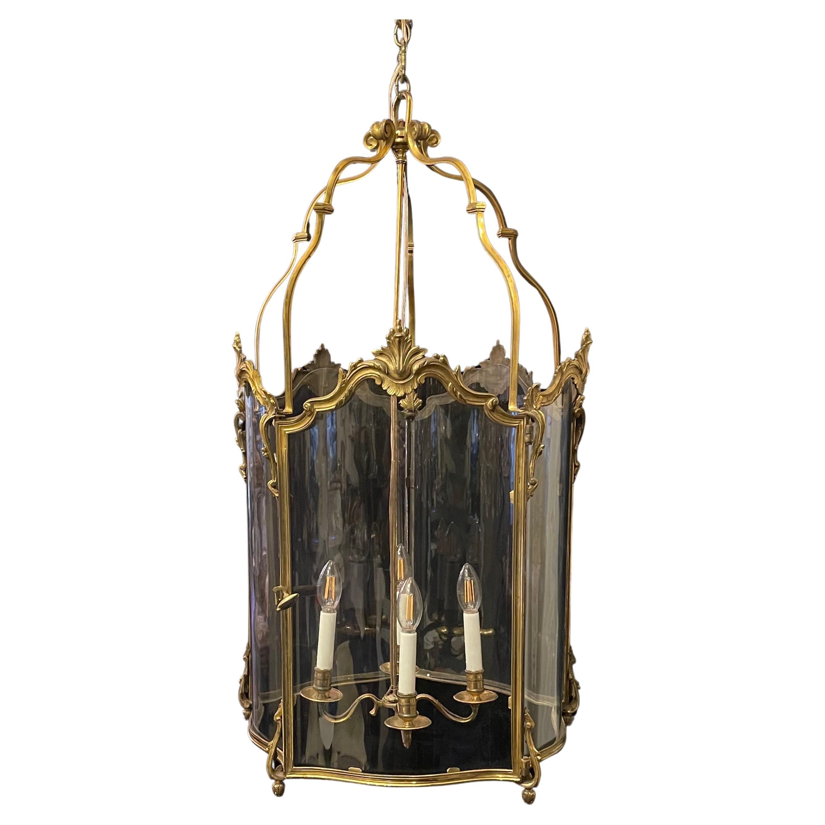 Wonderful Large French Dore Bronze Rococo Louis XV  Lantern Chandelier Fixture For Sale 2