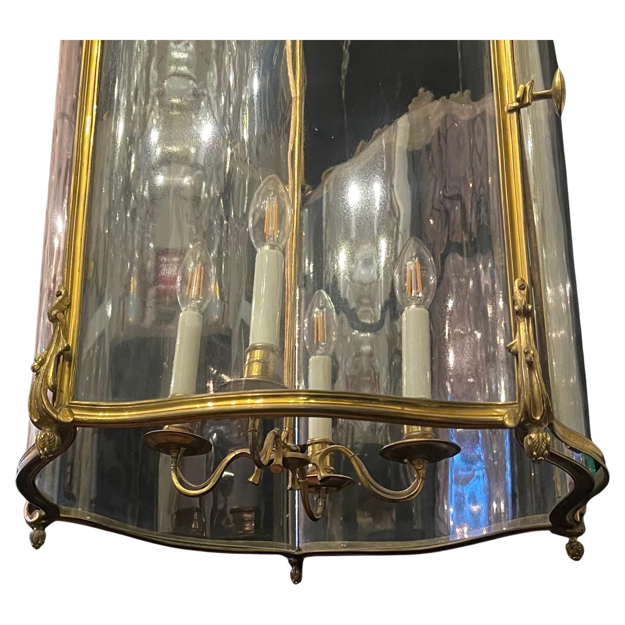 Wonderful Large French Dore Bronze Rococo Louis XV  Lantern Chandelier Fixture For Sale 3