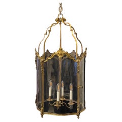 Vintage Wonderful Large French Dore Bronze Rococo Louis XV  Lantern Chandelier Fixture
