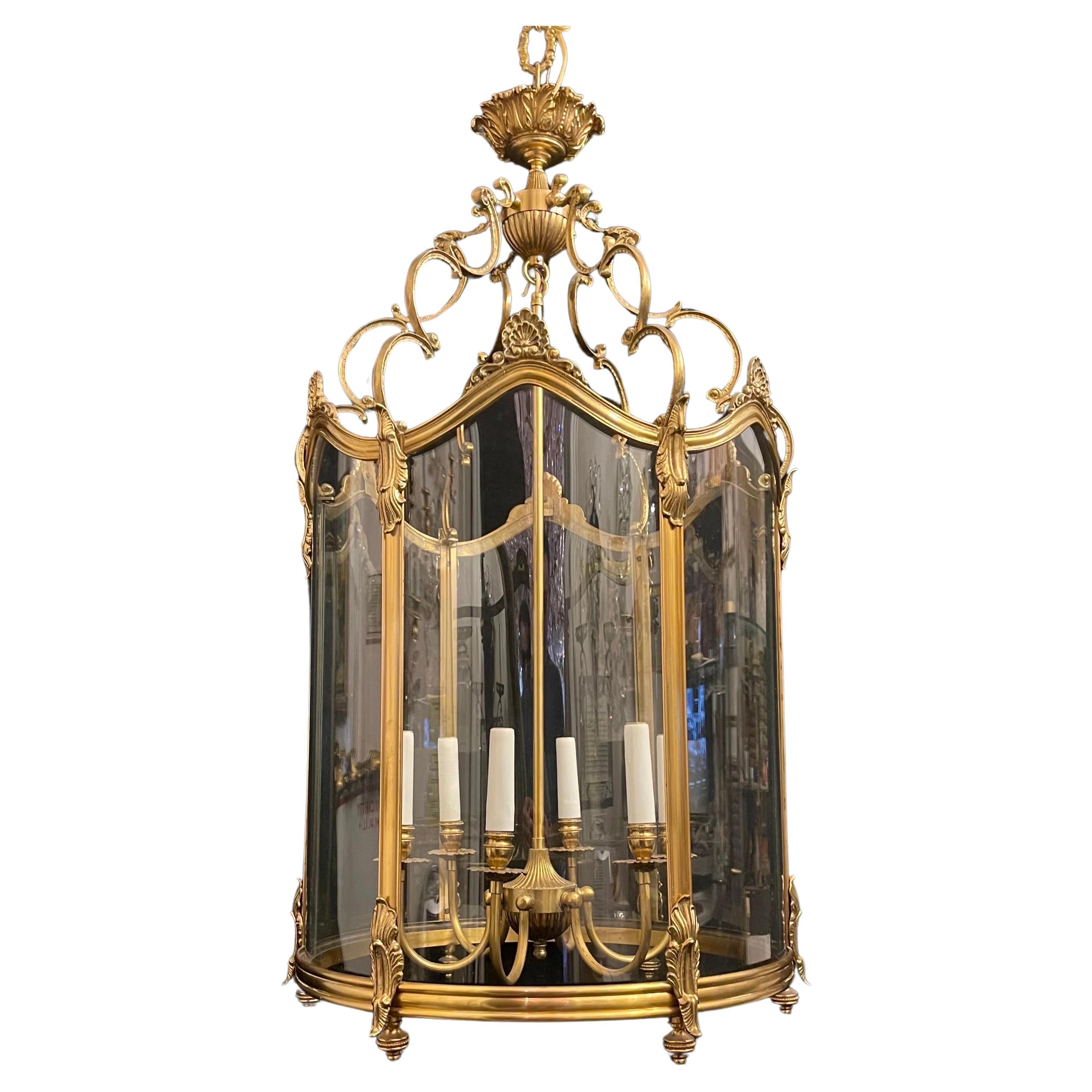Wonderful Large French Dore Bronze Rococo Louis XV  Lantern Chandelier Fixture