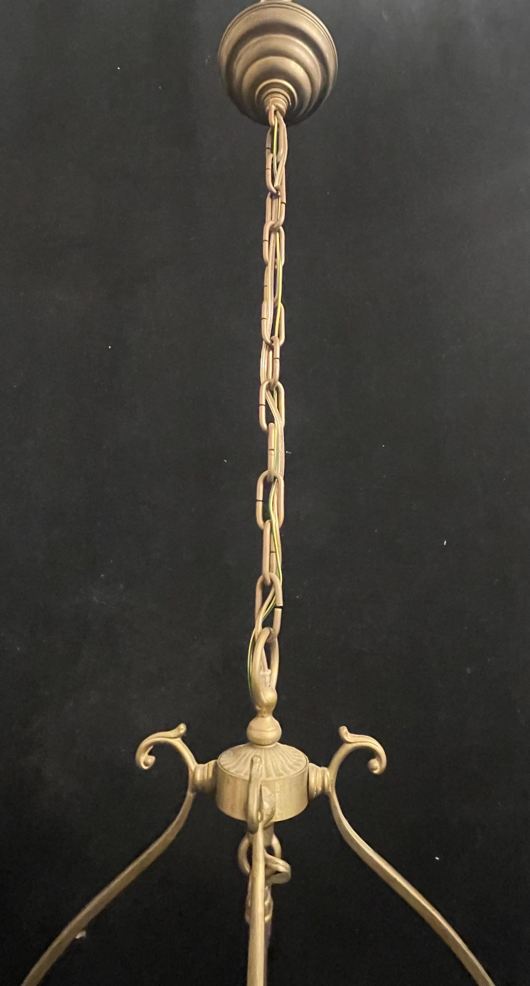 Wonderful Large French Louis XVI Bronze Ribbon Tassel Lantern Fixture Chandelier For Sale 3