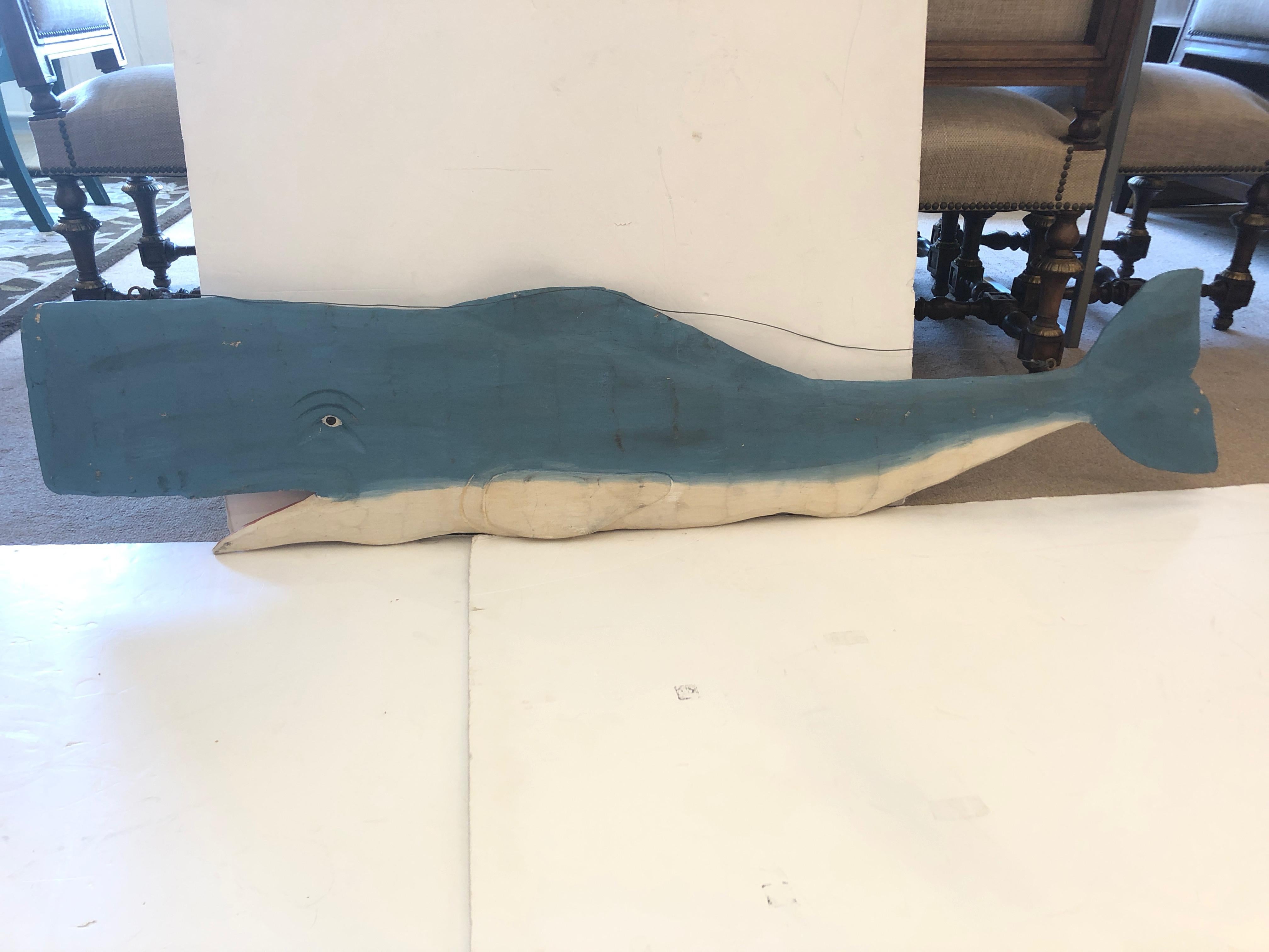 Wonderful Large Hand Carved Wooden Whale Wall Sculpture At 1stdibs