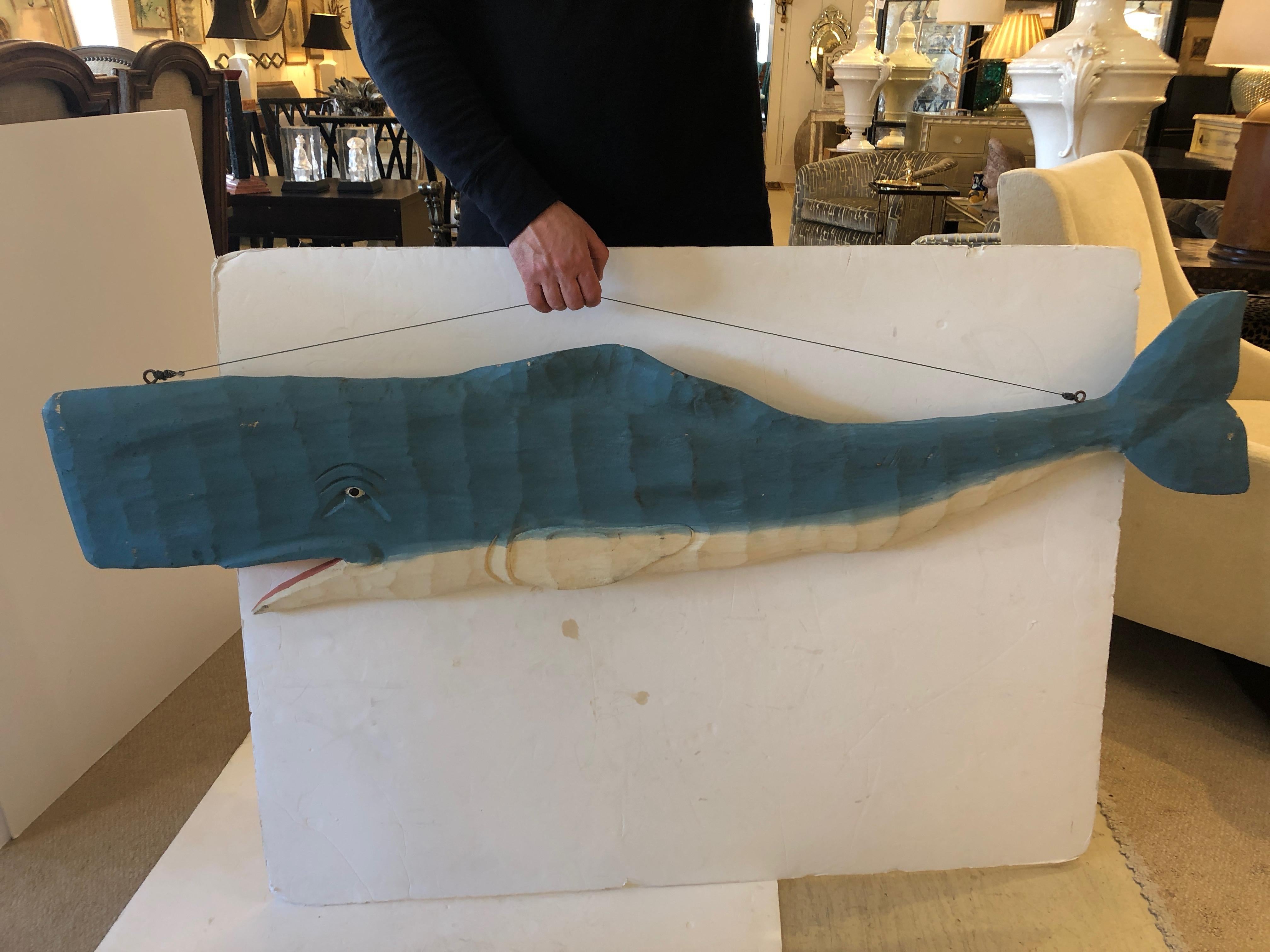 Wonderful Large Hand Carved Wooden Whale Wall Sculpture At 1stdibs