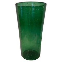 Merveilleux grand vase d'art italien Bullicante Murano Venetian Bubbles Green 