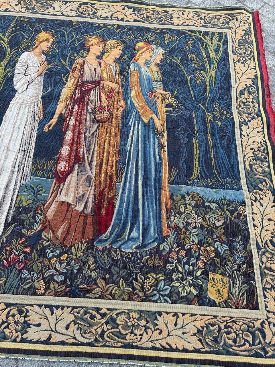 Introducing a masterpiece of artistry and history, a truly exceptional vintage French Aubusson-style tapestry that will transport you to a world of enchantment. This tapestry is a celebration of love, myth, and meticulous craftsmanship.

This