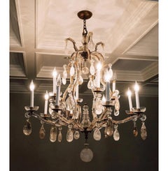 Wonderful Large Maison Bagues Gold Gilt Glass Bird Cage Rock Crystal Chandelier