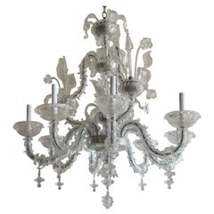 Wonderful Large Mid-Century Modern Italian Murano Clear Blown Glass Chandelier