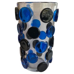 Wunderschöne große Mid Century Modern Murano signiert geblasenem Kunstglas Pois Vase
