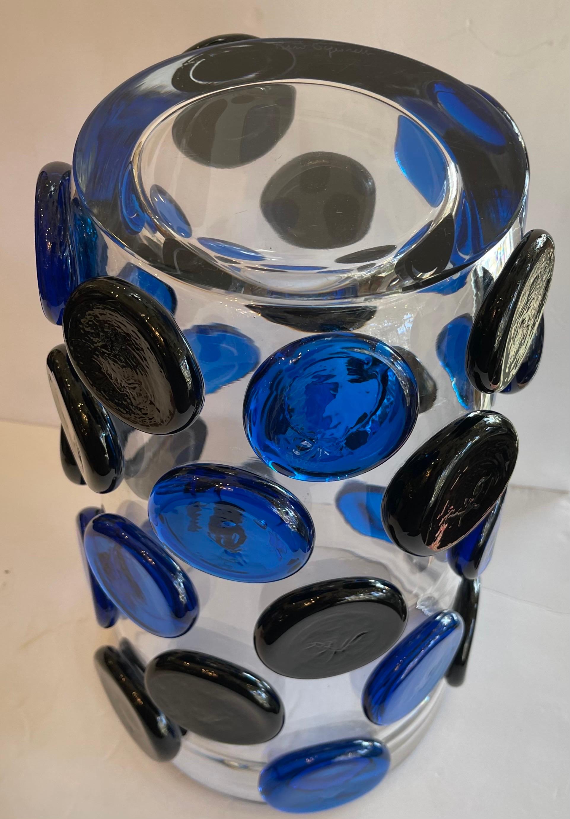 Meraviglioso grande vaso Pois in vetro soffiato di Murano firmato della metà del secolo scorso In condizioni buone in vendita a Roslyn, NY