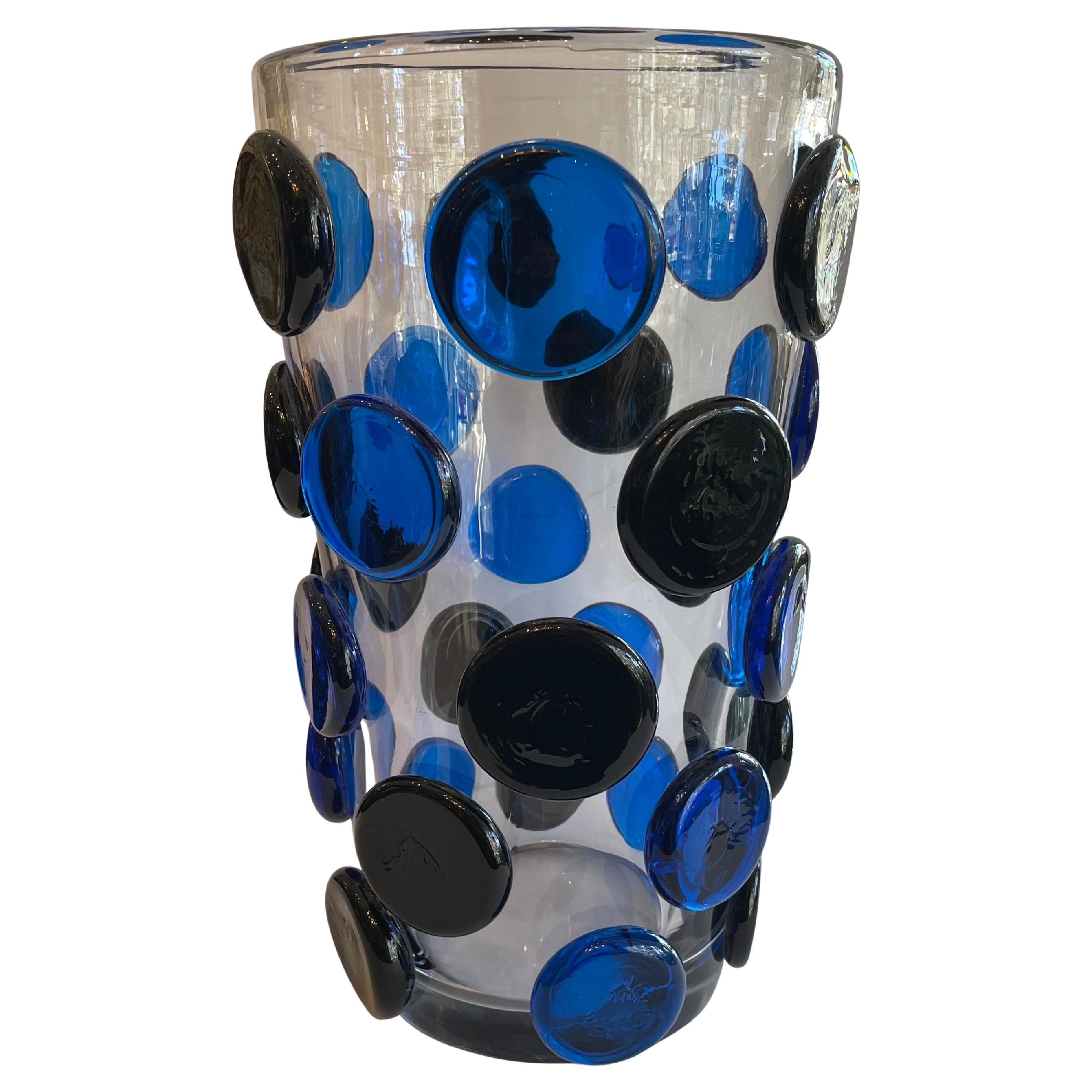 Meraviglioso grande vaso Pois in vetro soffiato di Murano firmato della metà del secolo scorso