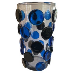 Wunderschöne große Mid Century Modern Murano signiert geblasenem Kunstglas Pois Vase