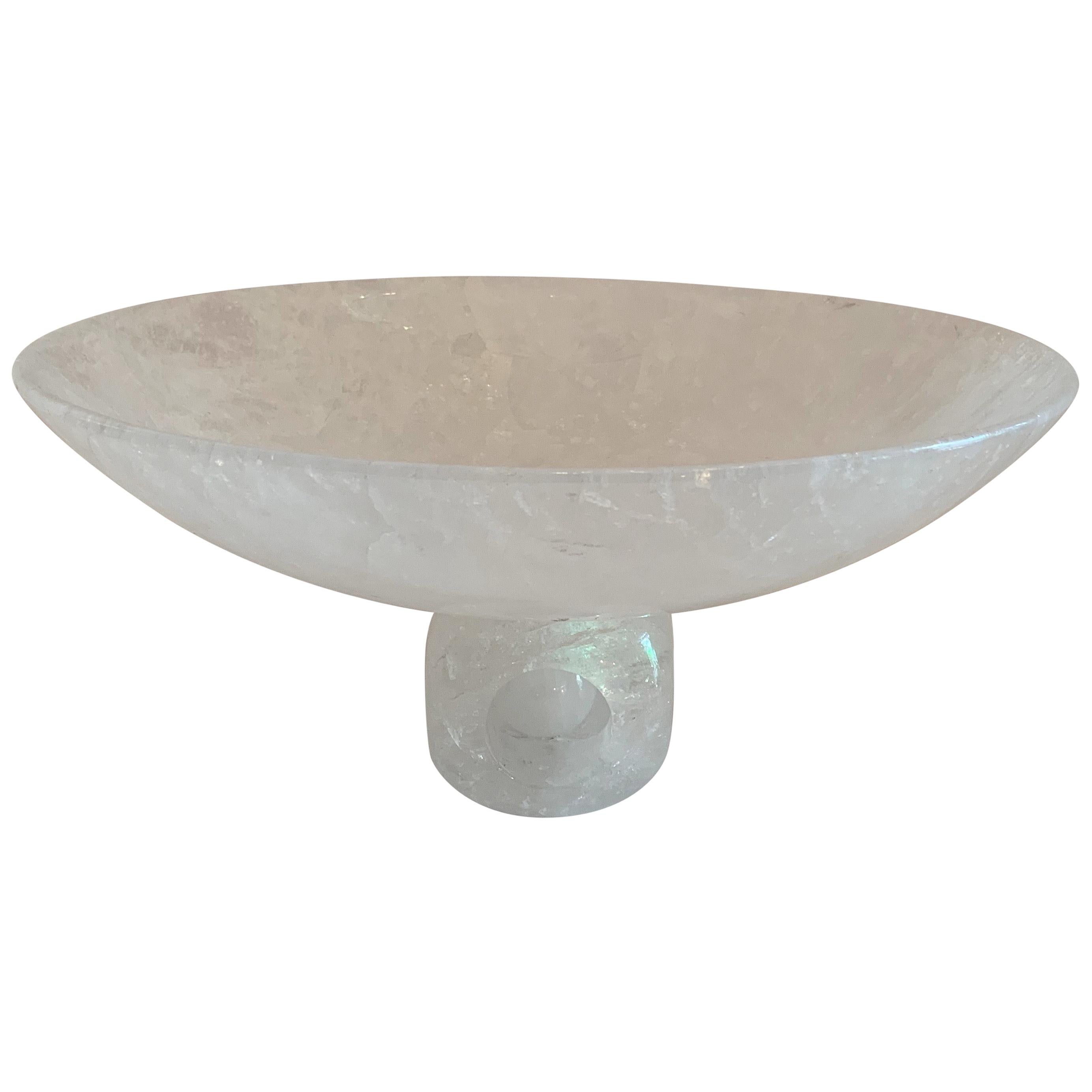 Wonderful Large MidCentury Modern Rock Crystal Round Pedestal Ball