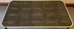 Wonderful Large Mid-Century Modern Shagreen Wood Trim Coffee Cocktail Table