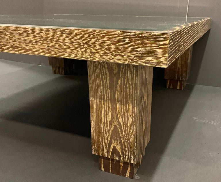 Wonderful Large Mid-Century Modern Square Wood Mirrored Coffee Cocktail Table In Good Condition In Roslyn, NY