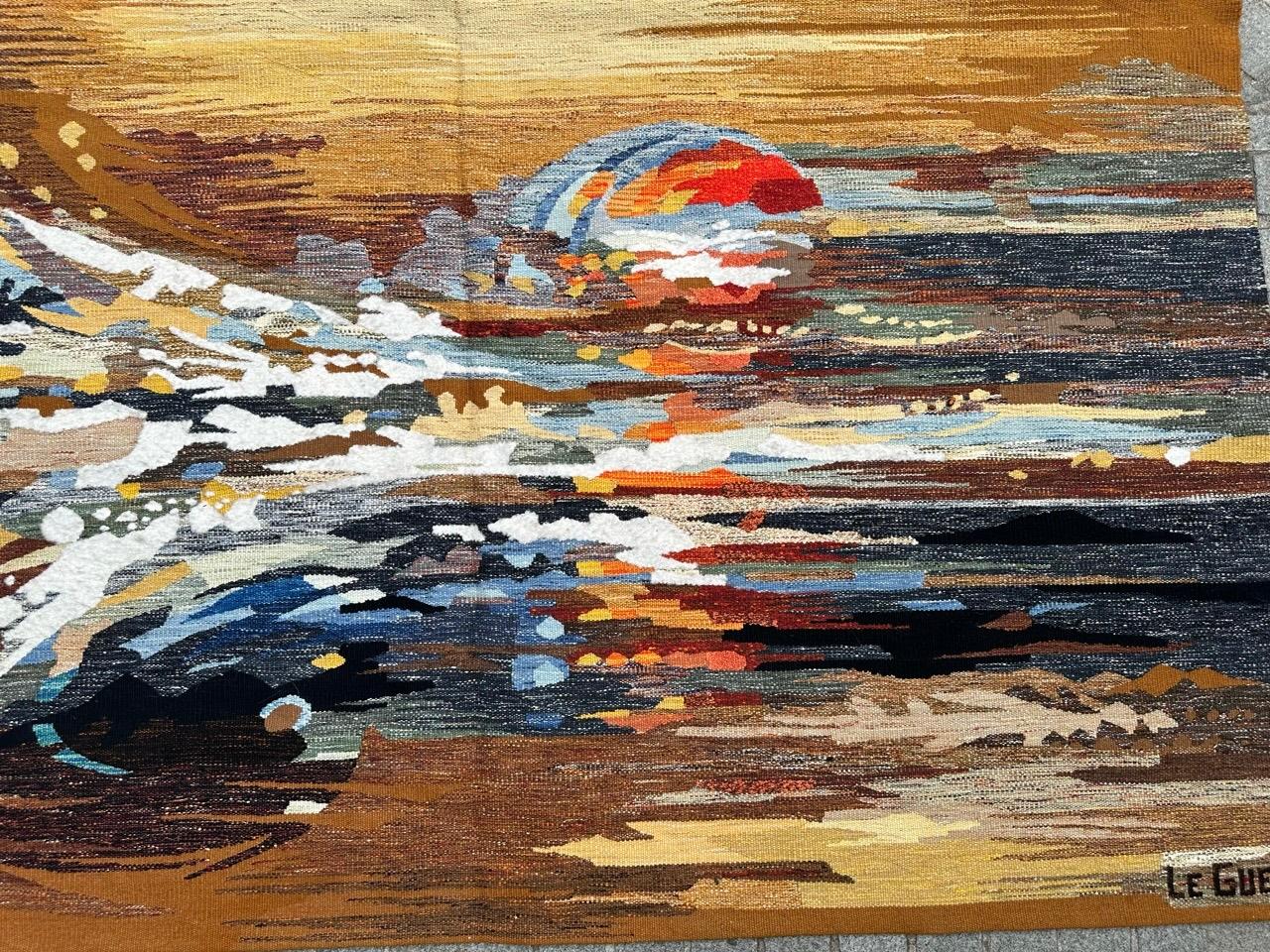 Maravilloso gran tapiz de Aubusson francés moderno de 