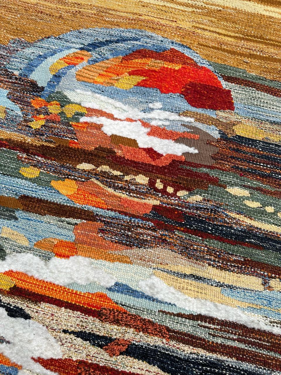 Maravilloso gran tapiz de Aubusson francés moderno de 
