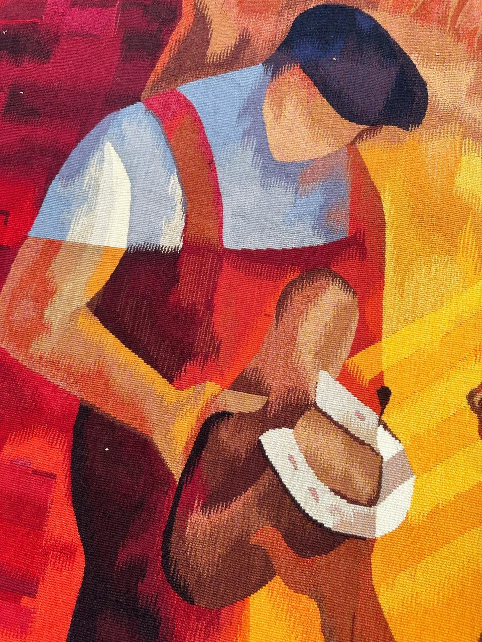 Wunderschöner großer originaler moderner französischer Aubusson-Wandteppich von Louis Toffoli im Zustand „Hervorragend“ im Angebot in Saint Ouen, FR