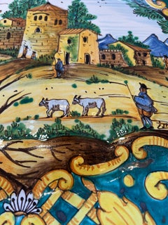 Maravillosa bandeja ovalada de cerámica italiana Giacomini Arte mural