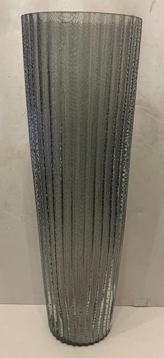 Wonderful Large Pair Mid Century Modern Murano Art Glass Fluted Ribbed Vases