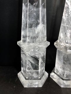 Wonderful Large Pair of Octagonal Cut Natural Rock Crystal Obelisks Fine Spike