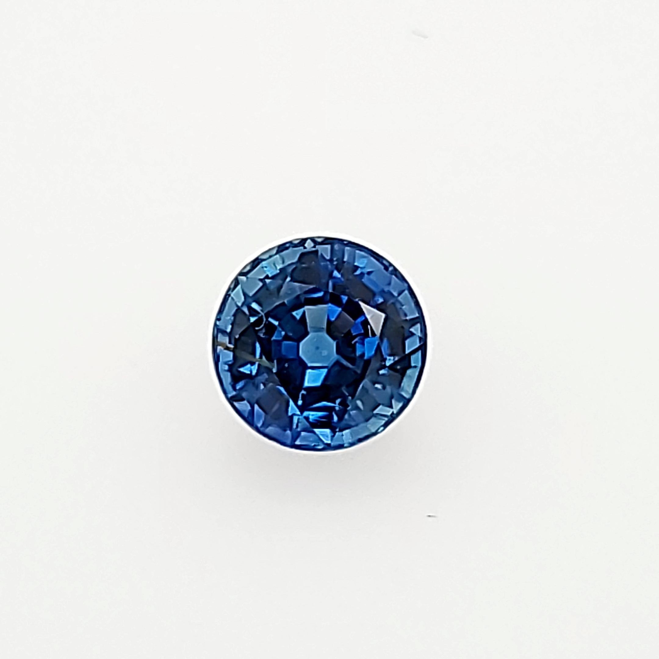 Deep Blue 2.60ct Round Sapphire from Thailand, most likely from the famous mining area of Chantaburi/Trat. Larger Rounds are not common in Sapphire due to the shape of the crystal.  This is most likely heated, as most Sapphire, Ruby, Aquamarine,