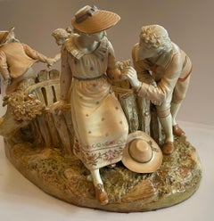 Maravilloso Centro de Mesa Inglés Figural de Porcelana Grande Royal Worcester Hadley