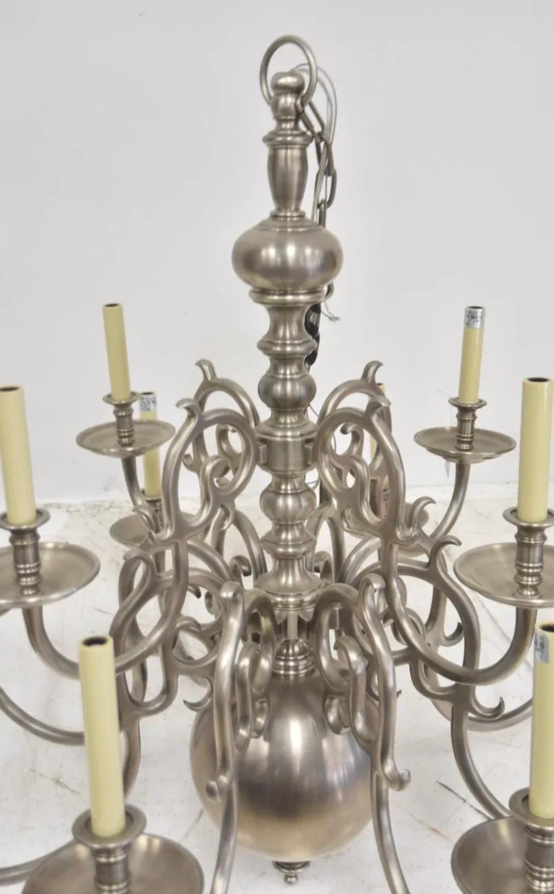 Brass Wonderful Large Satin Nickel Williamsburg Ralph Lauren Two Tier Chandelier