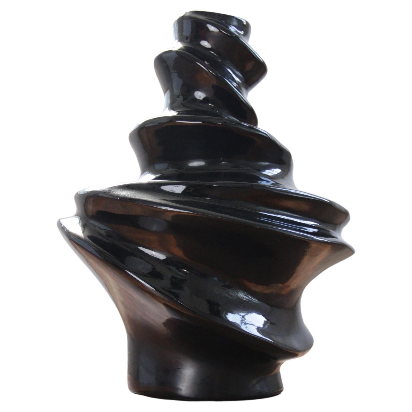 Wunderschöne große skulpturale schwarze Vase