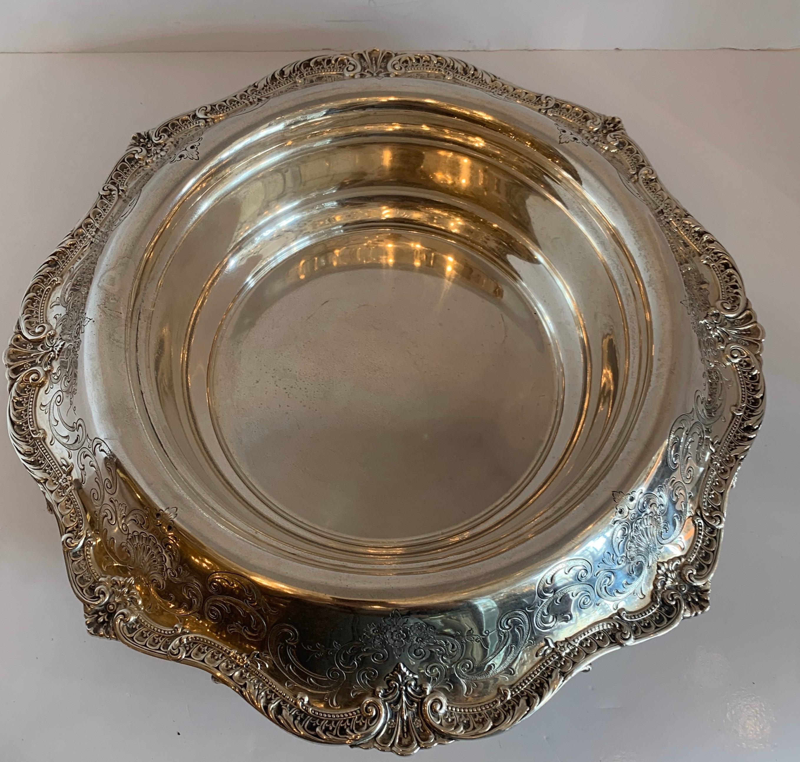 Hand-Crafted Wonderful Large Sterling Silver Spaulding & Co. Hand Chased Centerpiece Bowl