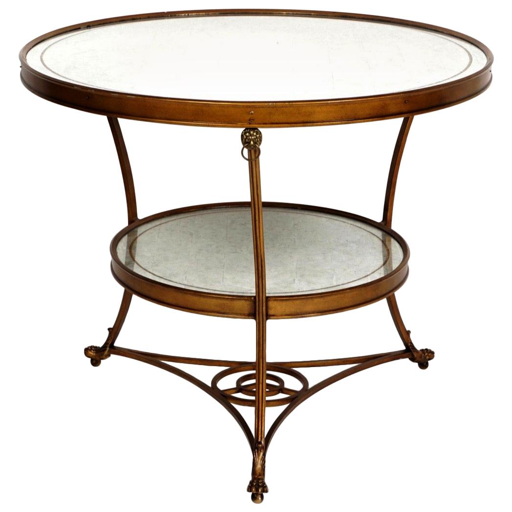Wonderful Large Transitional Pair of Two-Tier Mirrored Top Guéridon Gilt Tables