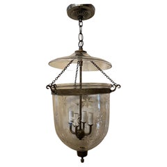 Wonderful Large Vaughan Brass Glass Star Bell Jar 4-Light Lantern Light Fixture