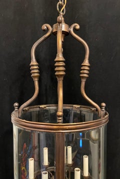 Wonderful Large Vaughan Gilt Bronze 6-Light Regency Curved Beveled Glass Lantern