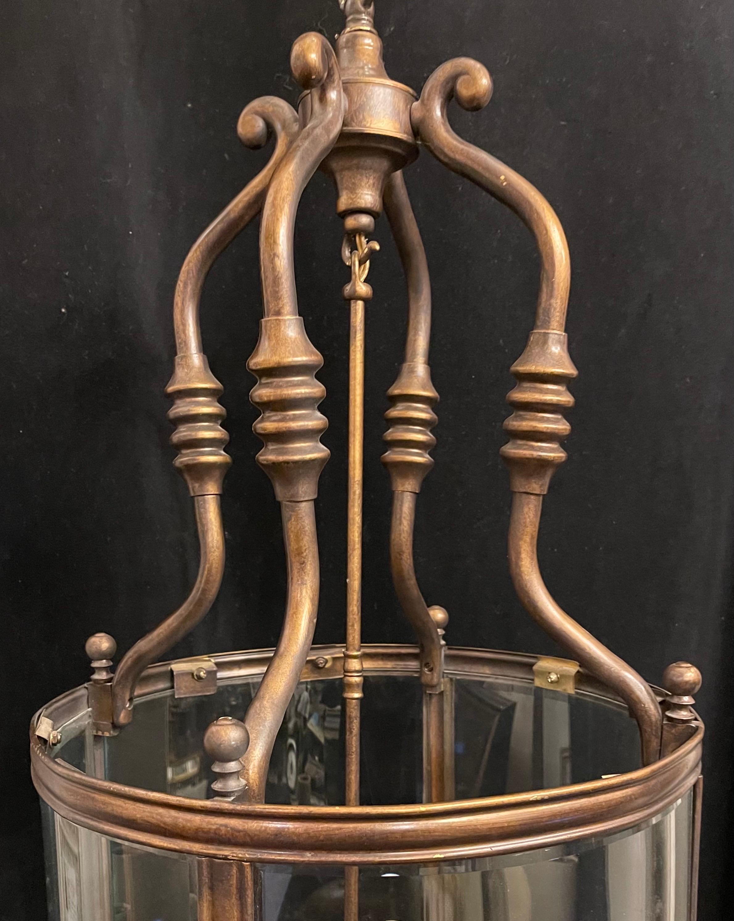 Wonderful Large Vaughan Gilt Bronze 6-Light Regency Curved Beveled Glass Lantern For Sale 4