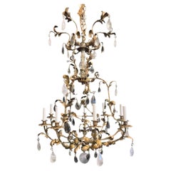 Wonderful Large Vintage Maison Bagues Rock Crystal Flower Bird Cage Chandelier