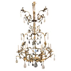 Wonderful Large Vintage Maison Bagues Rock Crystal Flower Bird Cage Chandelier