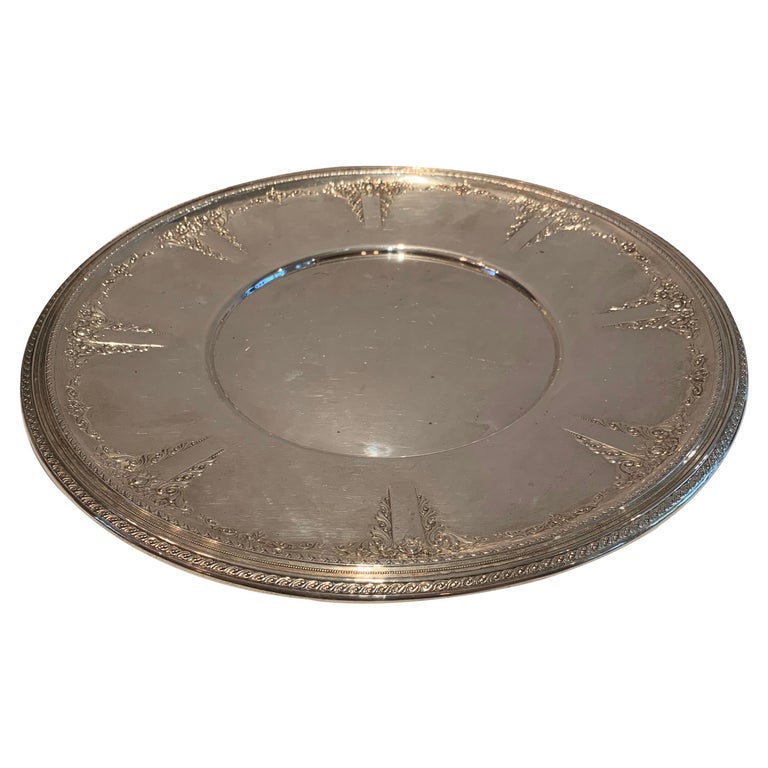 Wonderful Large Wallace Sterling Silver Round Platter Tray in the