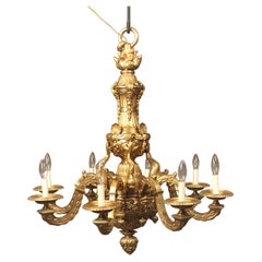 Wonderful Late 19th Century Gilt Bronze Eight Light Chandelier