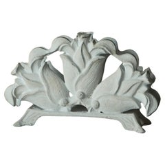 Wonderful Late 19th Century Letter or Napkin Holder in White Painted Cast Iron