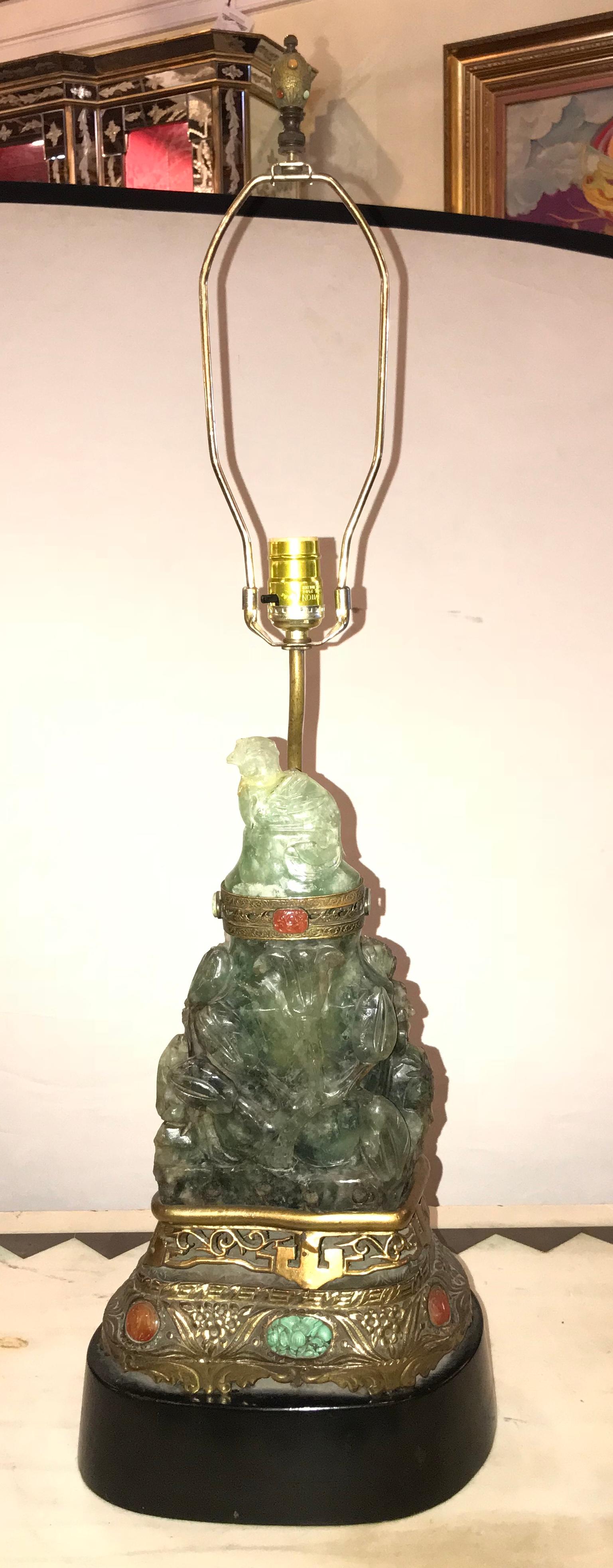 Wonderful Early 20th Century Fluorite Lamp (Chinesischer Export)