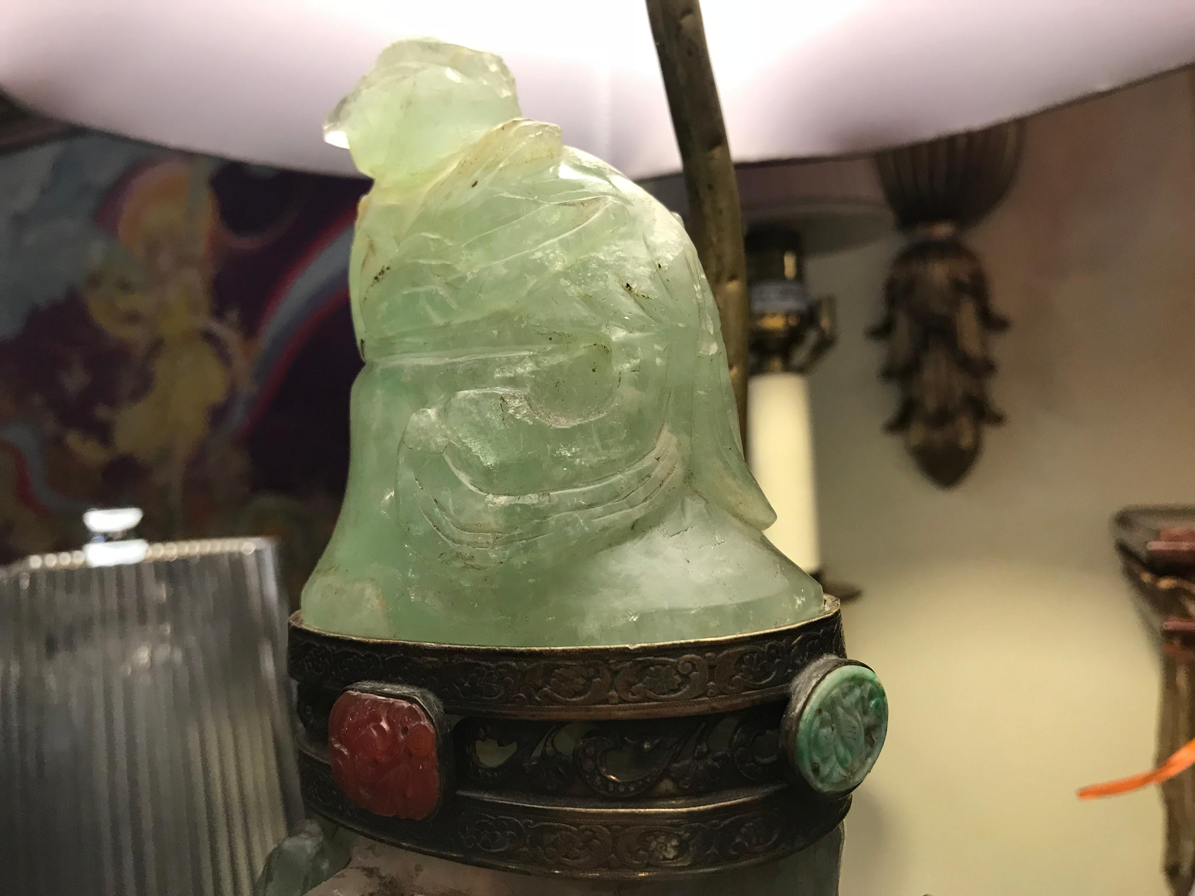 Wonderful Early 20th Century Fluorite Lamp In Fair Condition In Stamford, CT