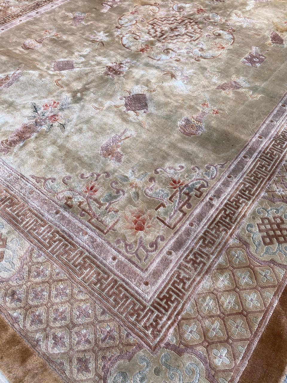 Bobyrug’s Wonderful Light Chinese Silk Rug For Sale 5