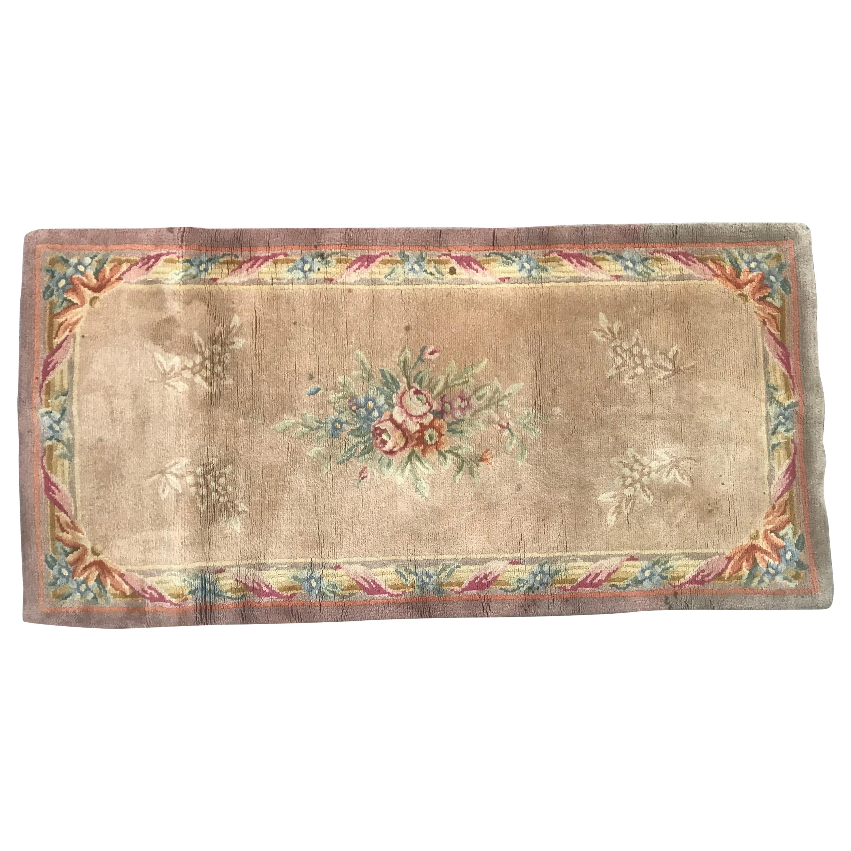 Wonderful Little Antique French Savonnerie Rug
