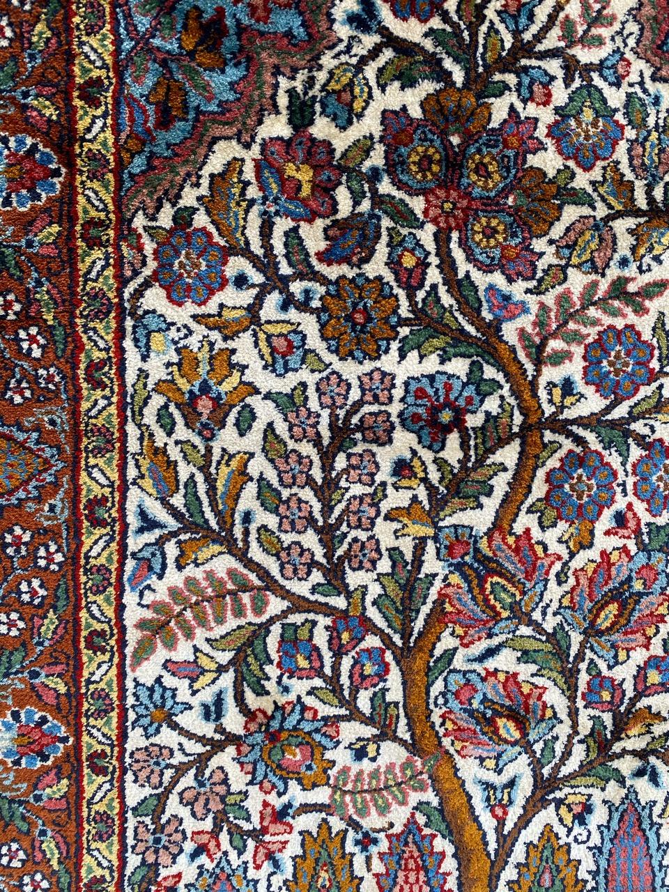 Wunderschöner kleiner indischer Vintage-Teppich aus feiner Seide im Angebot 6